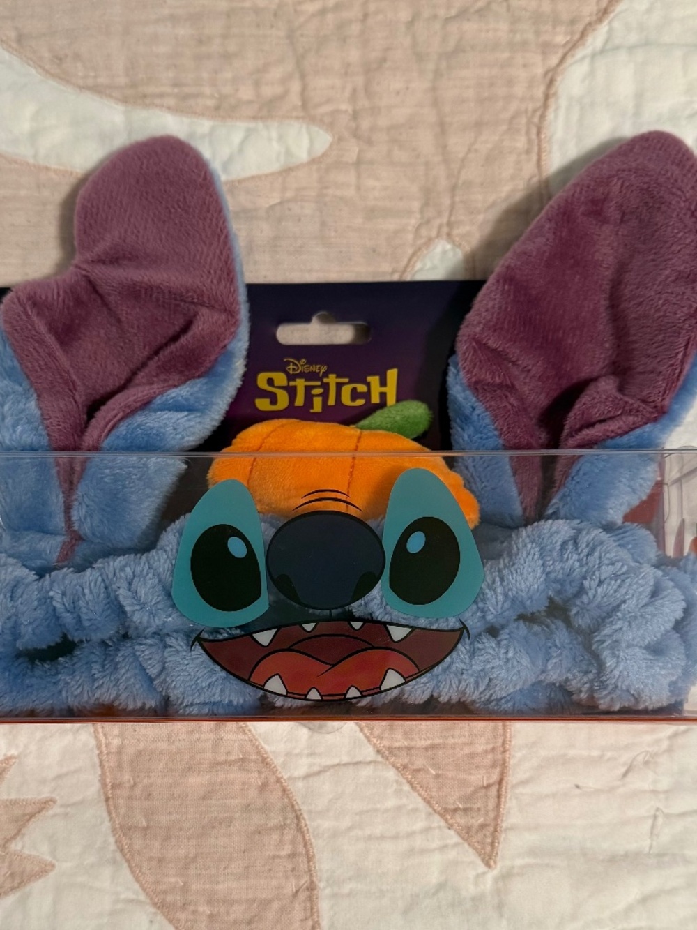 NWT - Disney Halloween Stitch Pumpkin Plush Spa Headband